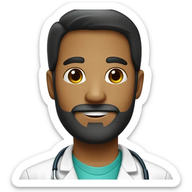 médico 29 anos com barba preta com estetoscopio no pescoço sticker