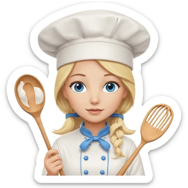 Sexy Long Blonde hair blue eyed female chef sticker