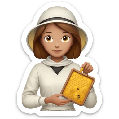 female bee keepers with brown hair, white outfit sticker