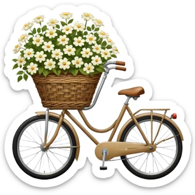 Bicycle with a basket filled with white flowers sticker