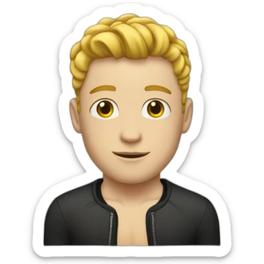 Young white man with bodysuit tattoo sticker