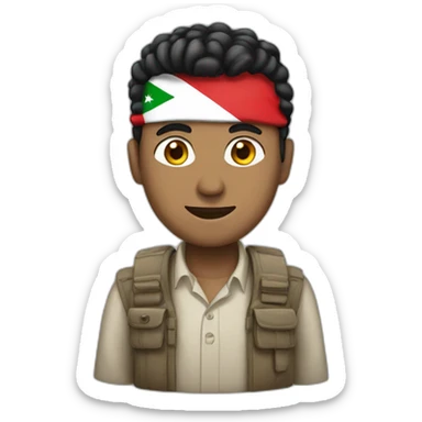 Man with Yemen flag sticker
