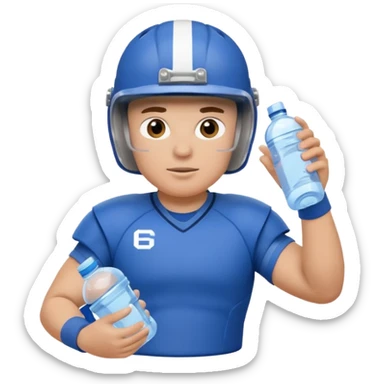 football center in blue uniform and helmet holding water bottle sticker