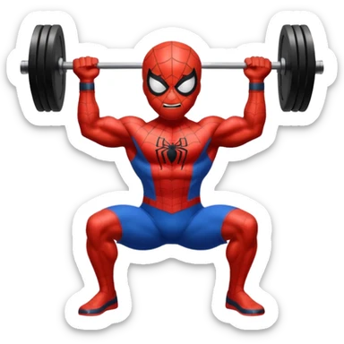 emoji de spiderman haciendo pesas sticker