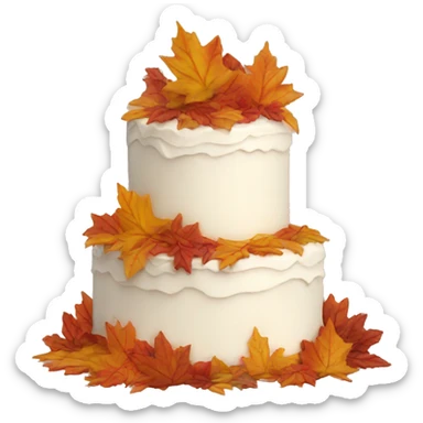 Wedding cake with fall leaves sticker
