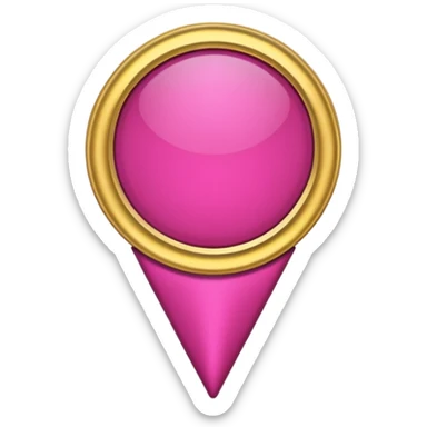 A dark pink location pin with golden details and accents.  sticker