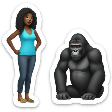 a woman and a gorilla sticker