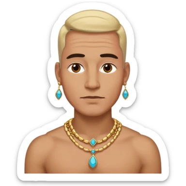 male portrait with jewelry bold no earring sticker