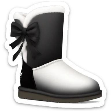 Realistic pair of black and white ombre ugg fur boots with black bows. sticker
