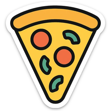 colored slice of pizza icon sticker