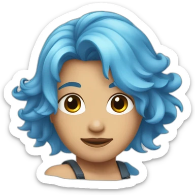 Un jeune avec les cheveux teinture bleu étoile. sticker