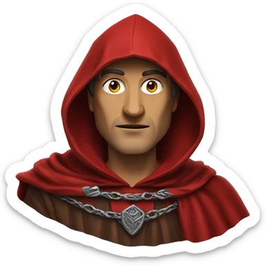 Dante Alighieri in a red hooded cloak sticker