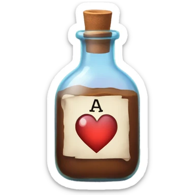 a potion that says" a remedy for broken hearts" on it sticker