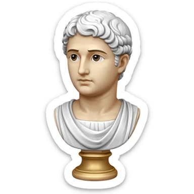 white classical roman bust, white stone sticker