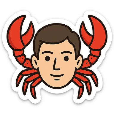 face with red crab claws, digital illustration sticker