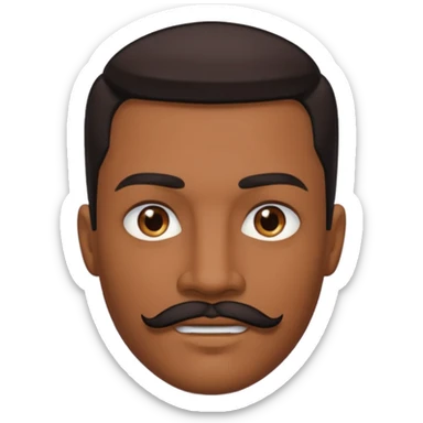 someone with brown hunter eyes, black slicked back hair , great jawline , and a mustache + goatee combo sticker