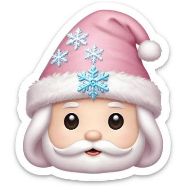 Light pink Santa hat with sparkly snowflakes  sticker