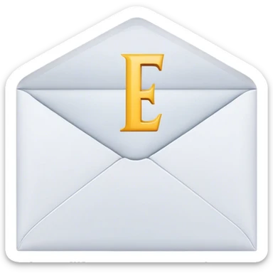 An envelope with a letter E infront of it sticker