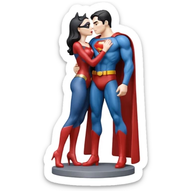 Isolated, ultra detailed illustration of the most incredibly realistic and sensual appearance, DC Hero Catwoman and superman kissing, full body view, center of image
figurine imaginable, toy style. sticker