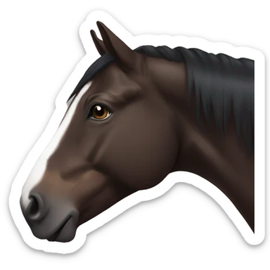 Dark Brown horse with dark brown mane and small white marking on head sticker
