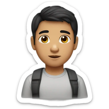 A boy, Child, fat, Arab, black hair, very short hair sticker