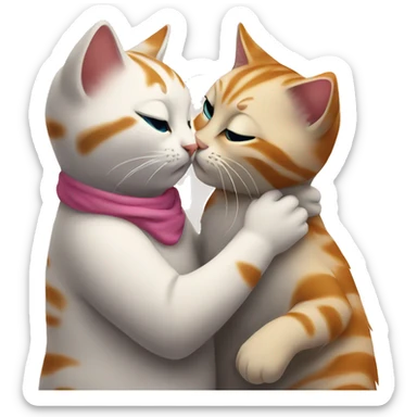 cat kisses cat sticker