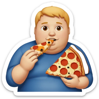 fat person eating pizza sticker