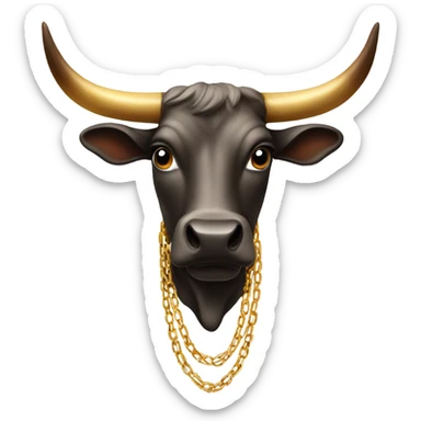 Longhorn bull with gold chain  sticker