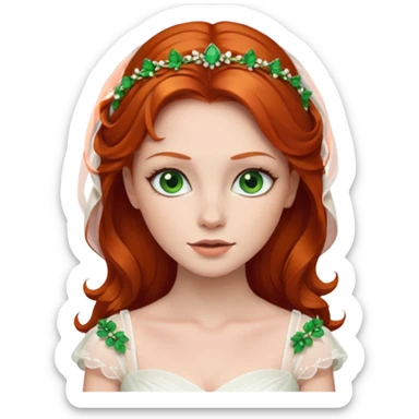 Redhead bride with green eyes sticker