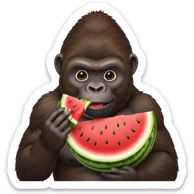 Gorilla eating watermelon  sticker