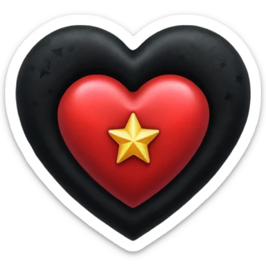 heart with a dark star and velvet texture sticker