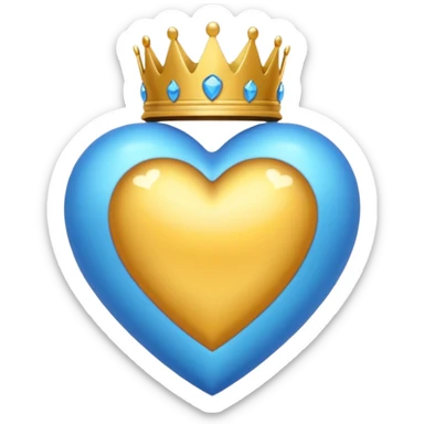 Un emoji de corazón azul con alas y una corona sticker