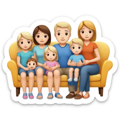 white family with parents and children sitting in a cool relaxed pose sticker