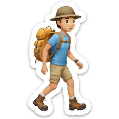 person hiking with backpack, outdoors, trekking sticker