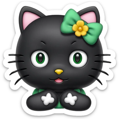 hello kitty noir avec yeux vert sticker