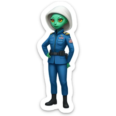 Reptilian Alien woman general blue uniform usa space force, full body,  sticker