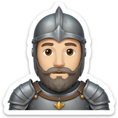 knight with beard, grey armor sticker