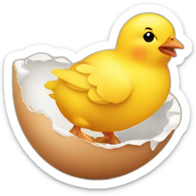 Chick getting off an egg shell sticker