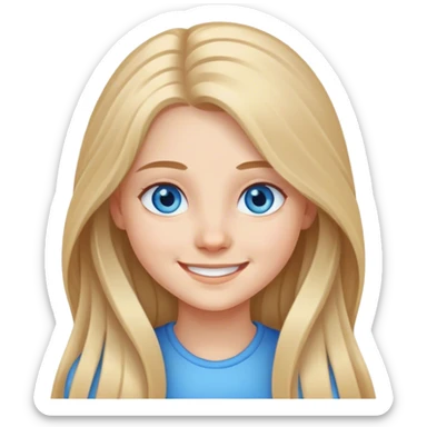 smiling girl with long hair with blue eyes sticker
