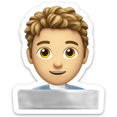 boy video editor with laptop  sticker