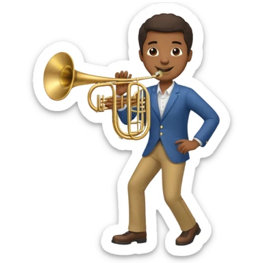 black man playing trombone full body sticker