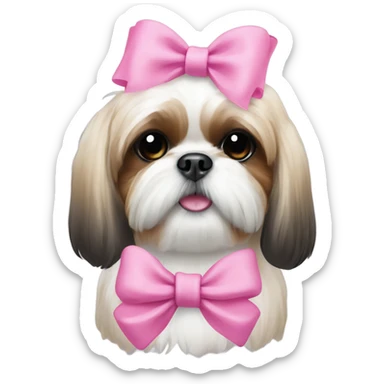 shih tzu with a pink bow sticker