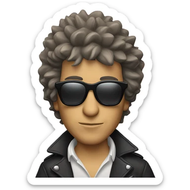 bob dylan with sunglases and guitar sticker