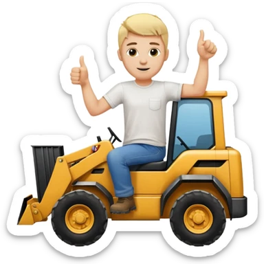 Blonde guy on a skid steer giving a thumbs up sticker
