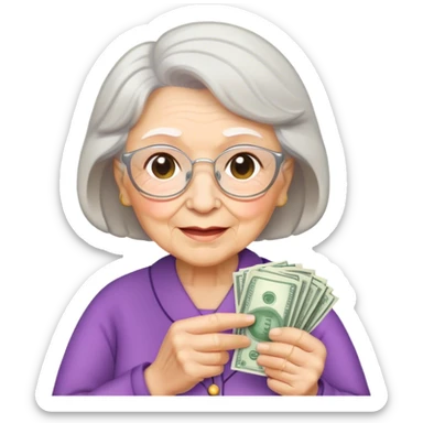 cute grandma with money in her hand sticker