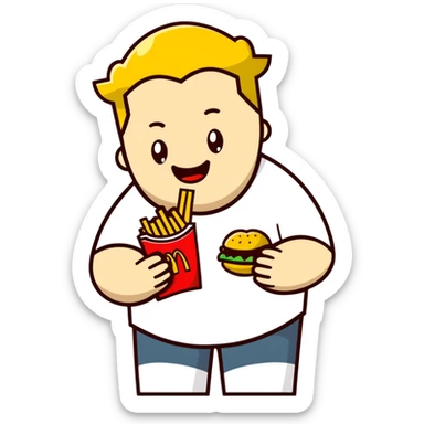 White guy eating McDonald’s  sticker