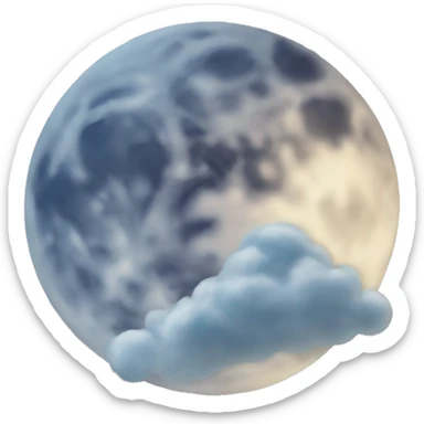 full moon with two clouds near it sticker