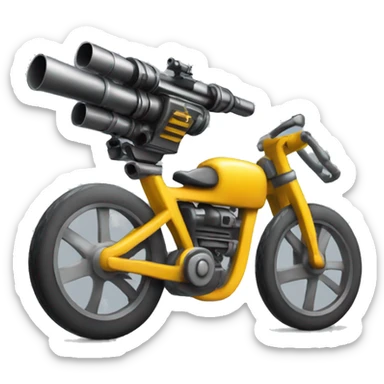 Racing cycle with minigun sticker