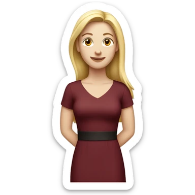 White Girl wearing maroon dress standing sticker