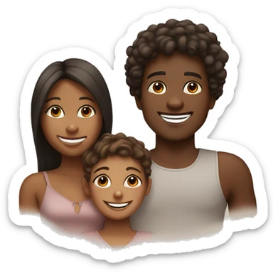 2 brown skin girls and one brown skin boy smiling  sticker